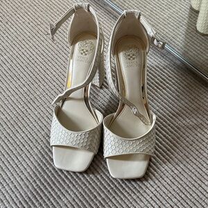 Vince Camuto Beige Textured Heels worn only once.